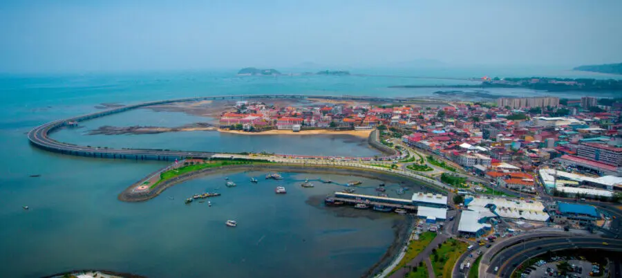 Panama City, Cinta Costera, Panama City aus der Luft
