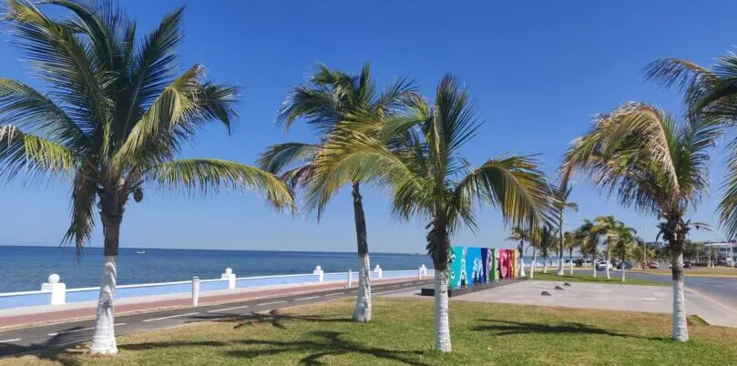 Mexiko, Campeche, Meer Promenade Malecon mit Palmen, Latin America Tours, Reisen