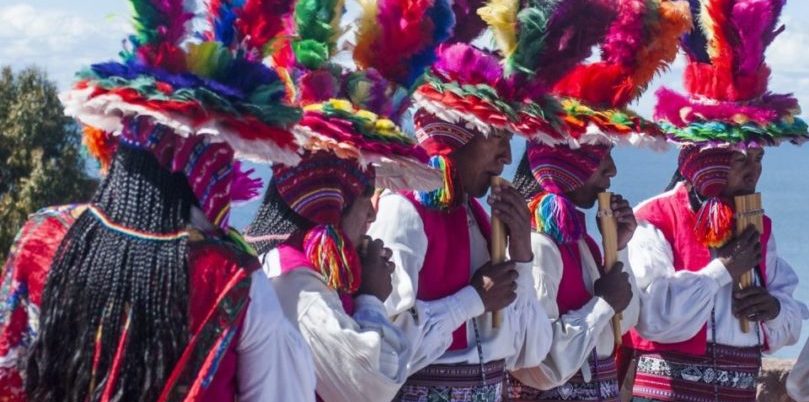 Peru, Männer Musiker Folklore, Insel Taquile, Latin America Tours, Reisen
