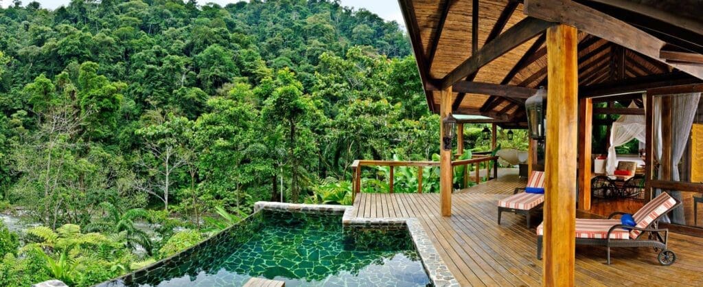 Costa Rica, Pacuare Lodge, Aussicht von der Terrasse in den Dschungel, Jungle Lodges, Latin America Tours, Reisen