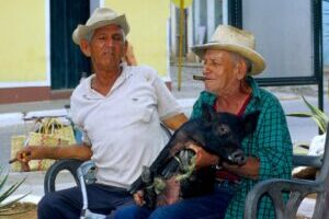 Kuba, Latin America Tours, A lo Cubano, Havanna, Kubaner mit Zigarre und Schwein, Reisen
