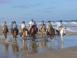 Uruguay, Gruppe beim Ausritt am Strand, Reiten Pferde, Latin America Tours, Reisen