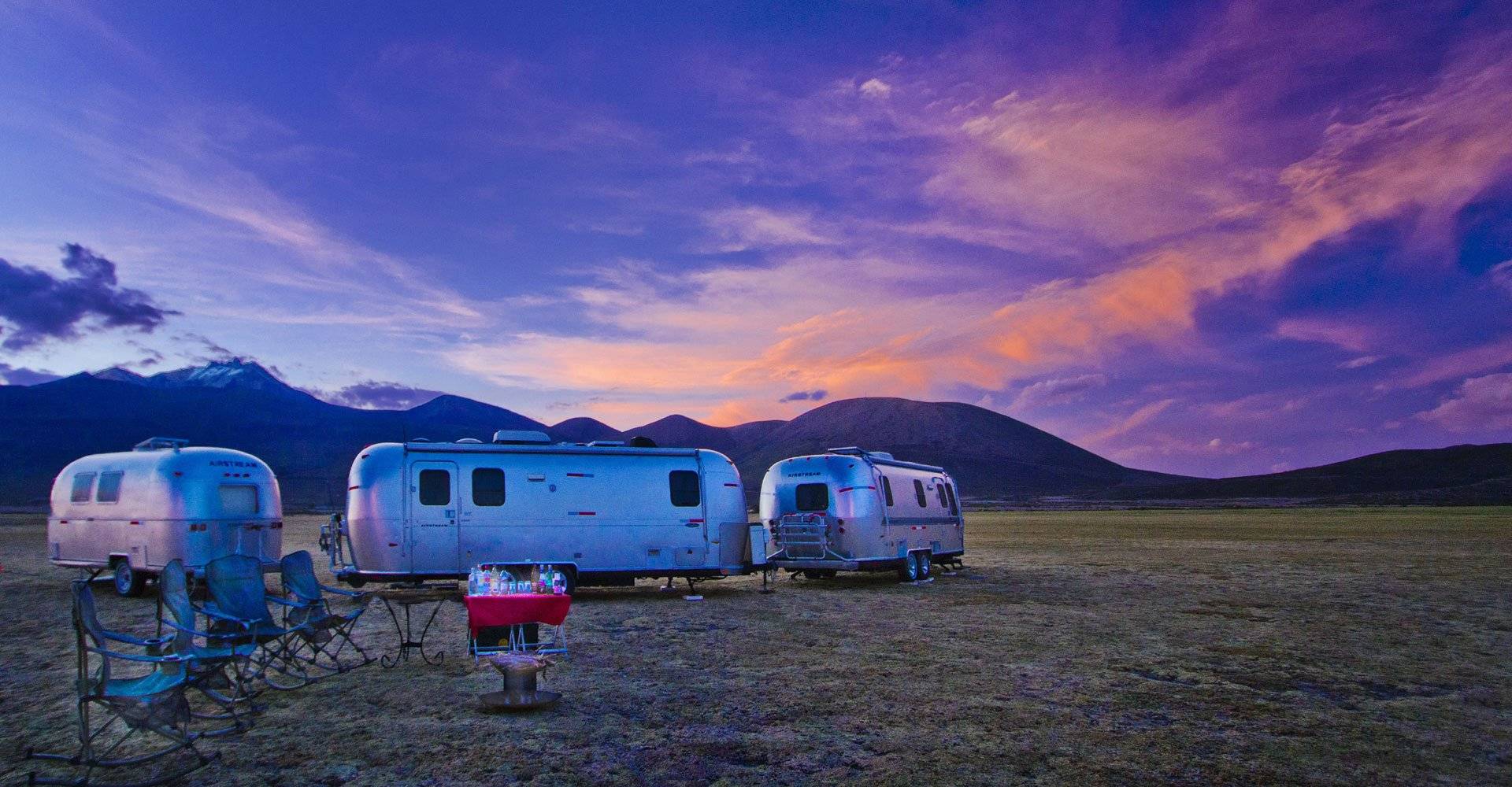 Bolivien, Uyuni Airstream-Camper, Abendstimmung, Latin America Tours
