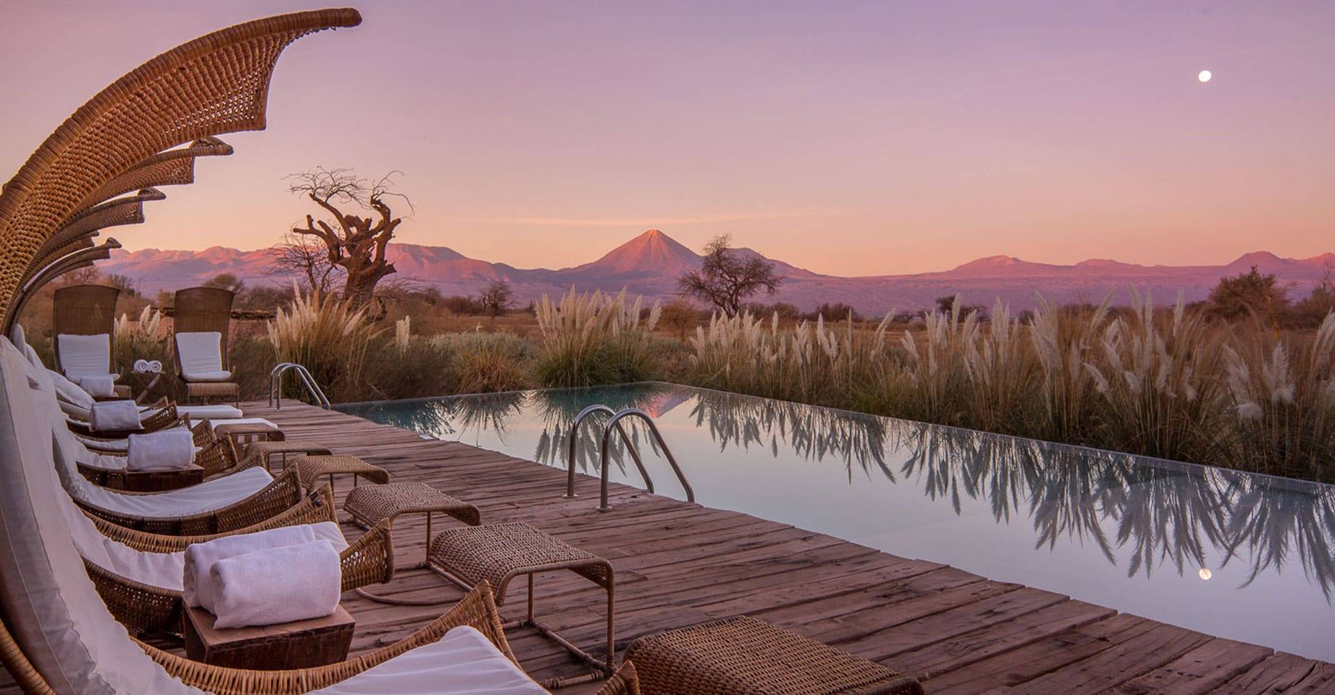 Chile, Tierra Atacama, Pool Abendstimmung, Latin America Tours